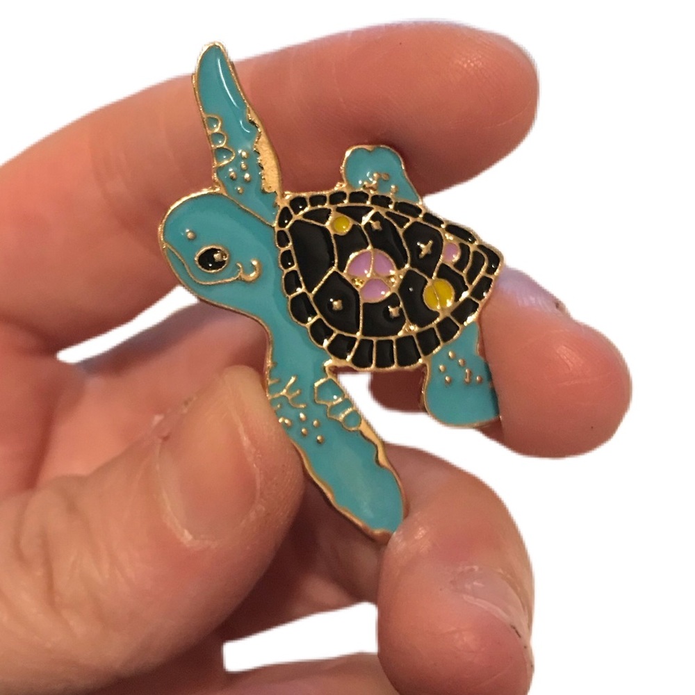 Sea turtle galaxy enamel pin aqua